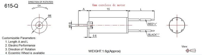 Mini Coreless DC Motor 6mm Diameter 1.5v 3v For Small Home Appliance