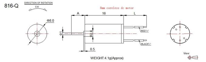 Small Coreless DC Motor 8mm Diameter 1.5v - 7.4v 16mm Length RoHS Approved