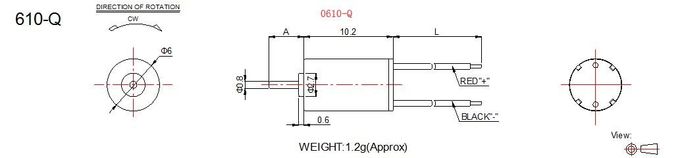 6mm Diameter Coreless DC Motor / Mini DC Motor 3v 0610-Q For Micro Actuator