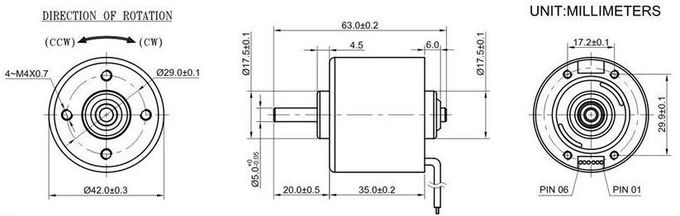 12v 24v High Torque DC Motor 42mm Diameter 35mm Length With Ball Bearing