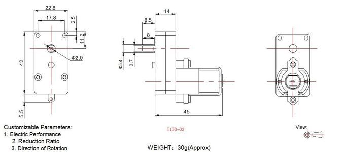L Shape DC Plastic Gear Motor  Low Noise 6v 12v Robot Gear Motors ISO 9001 Certified