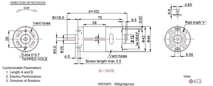 24v 12 Volt DC Motor High Torque , RS 775 DC Motor 42mm Diameter For Power Tools