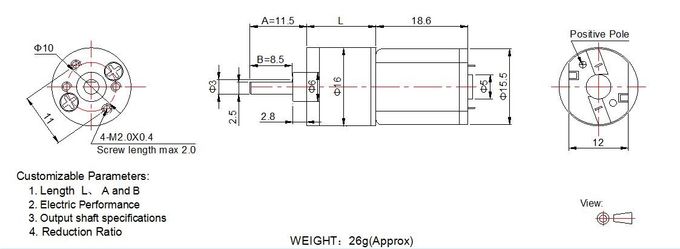 Small DC Gear Motor 6v 16mm Diameter Spur Metal Gearbox ISO 9001 Certified