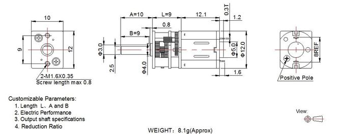 12mm Miniature DC Gear Motor 3v 6v 12v 12GFN10 For Smart Lock RoHS Approved