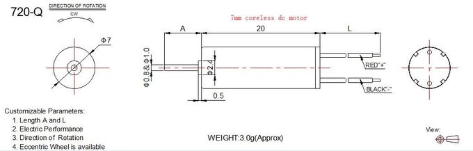 3.7 Volt Coreless DC Motor 50000 rpm 7mm Diameter With 20 mm Body Length