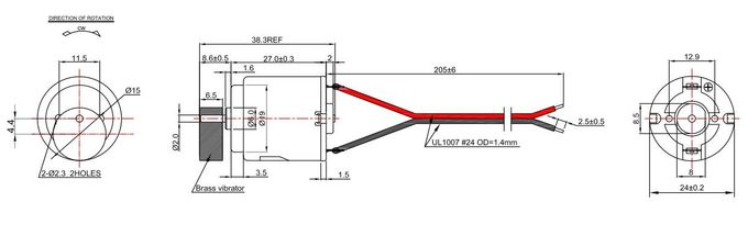 12v DC Vibration Motor 24mm Diameter For Massager RC-260SA-20135Ф15*6.5