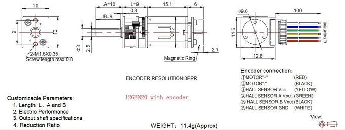 Smart Robot Servo Motor Encoder , 12mm N20 DC Gear Motor With Encoder